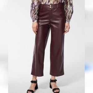 Chico's, New, Chocolate Brown Faux Leather Wide Leg Cropped Pants Size 3.5 18